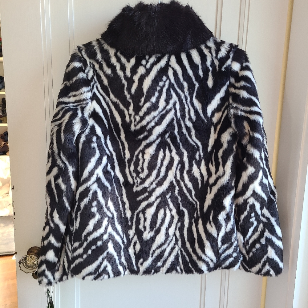 Sam Edelman Zebra Stripe Faux Fur Jacket - Picture 12 of 15